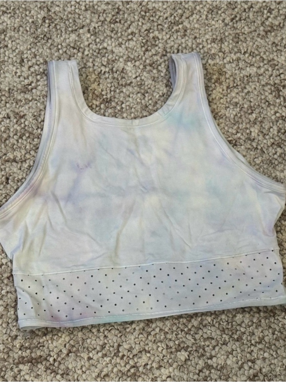 Lululemon Cropped Crop breathable white tie dye shirt Tank Top mind over miles 8